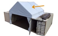 Takduk halvdel 3x6 meter til hall 6x6 meter mellom containere